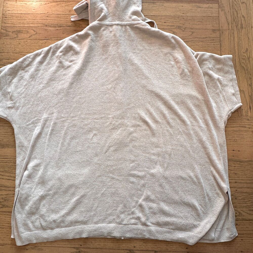Barefoot Dreams Cozychic Ultra Lite Short Sleeve Zip Up‎ Hoodie Almond Size L/XL - Picture 8 of 8